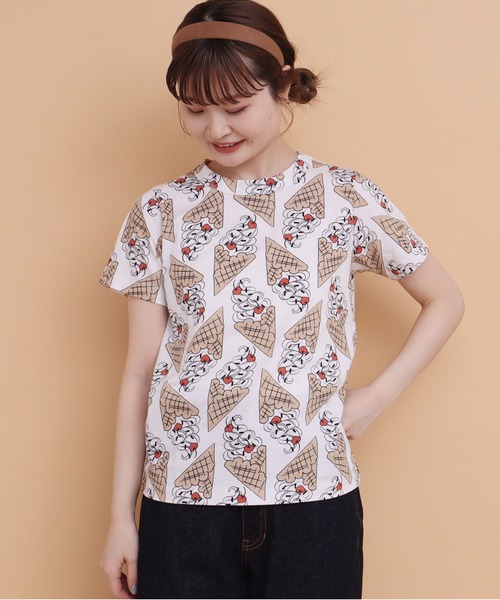 peu pres(プープレ)の「ソフトクリーム総柄Tシャツ(Tシャツ/カットソー・レディース・ホワイト・FREE)」の13枚目の写真