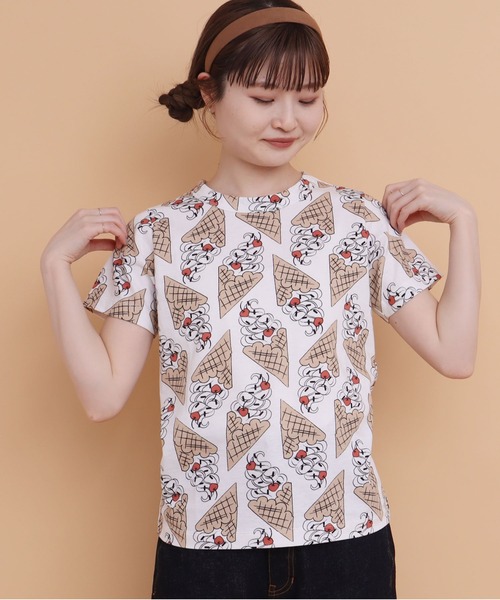 peu pres(プープレ)の「ソフトクリーム総柄Tシャツ(Tシャツ/カットソー・レディース・ホワイト・FREE)」の14枚目の写真