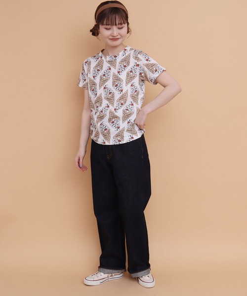 peu pres(プープレ)の「ソフトクリーム総柄Tシャツ(Tシャツ/カットソー・レディース・ホワイト・FREE)」の6枚目の写真