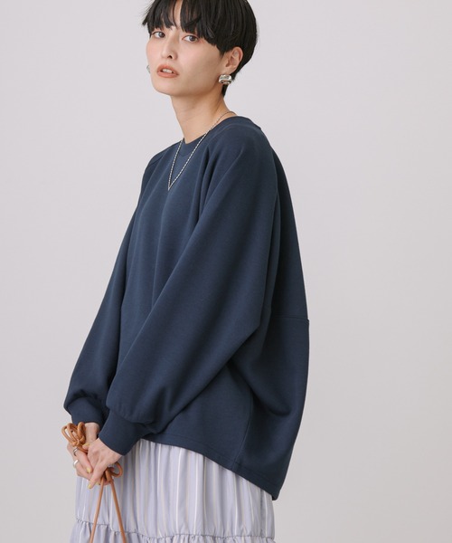 AMERICAN HOLIC（アメリカンホリック）の「ポンチバックドレープラグランプルオーバー（Tシャツ/カットソー・レディース・ネイビー/ミント/オフホワイト・L/M）」の4枚目の写真