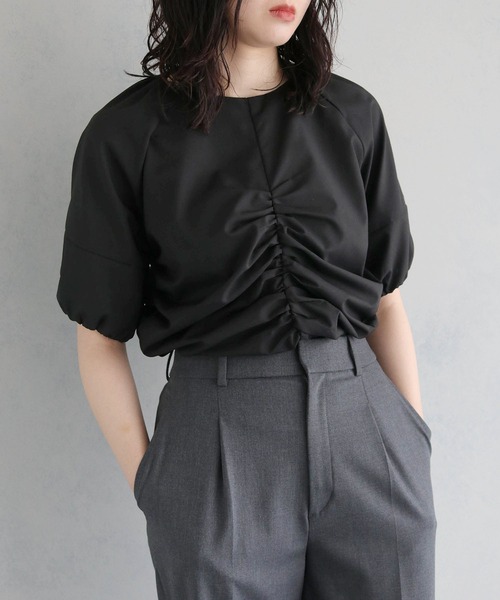 cheriella(シェリエラ)の「【cheriella】ボリュームスリーブギャザーブラウス VOLUME SLEEVE GATHER BLOUSE(シャツ/ブラウス・レディース・チャコールグレー/ブラック/ホワイト・M)」の3枚目の写真