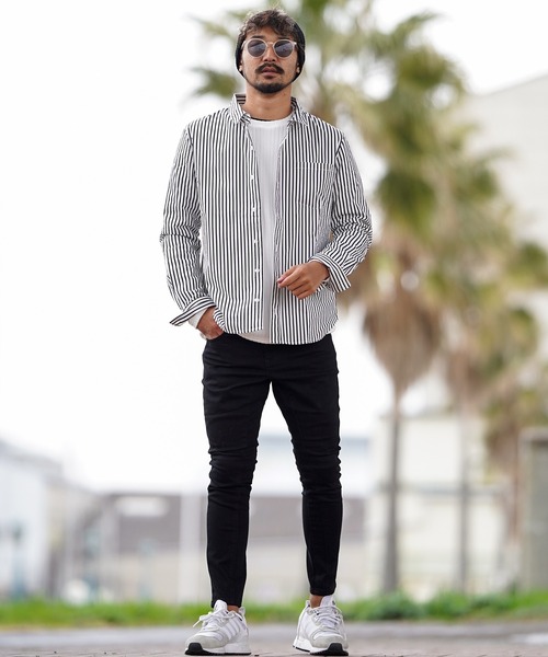 adamsJUGGLER(アダムスジャグラー)の「24/ストライプシアサッカーロングシャツ(シャツ/ブラウス・メンズ・ホワイト×ブラック/ネイビー×ホワイト・S/M/L/XL/XXL)」の9枚目の写真