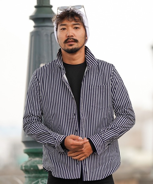 adamsJUGGLER(アダムスジャグラー)の「24/ストライプシアサッカーロングシャツ(シャツ/ブラウス・メンズ・ホワイト×ブラック/ネイビー×ホワイト・S/M/L/XL/XXL)」の20枚目の写真