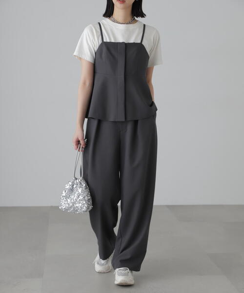 FREE'S MART（フリーズマート）の「◆[セットアップ対応]タックセミワイドパンツ（スラックス・レディース・ブラック/ベージュ・SMALL/MEDIUM）」の12枚目の写真