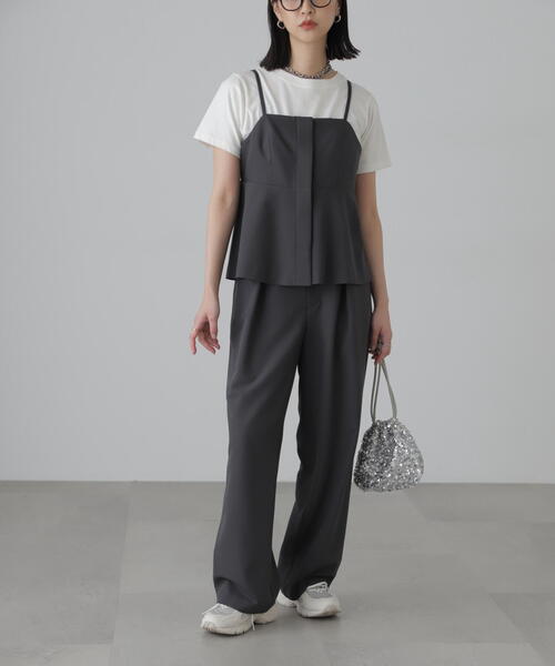 FREE'S MART（フリーズマート）の「◆[セットアップ対応]タックセミワイドパンツ（スラックス・レディース・ブラック/ベージュ・SMALL/MEDIUM）」の14枚目の写真