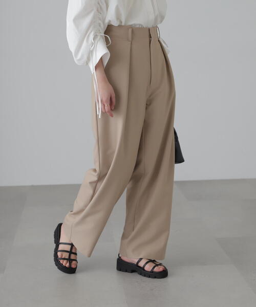 FREE'S MART（フリーズマート）の「◆[セットアップ対応]タックセミワイドパンツ（スラックス・レディース・ブラック/ベージュ・SMALL/MEDIUM）」の19枚目の写真