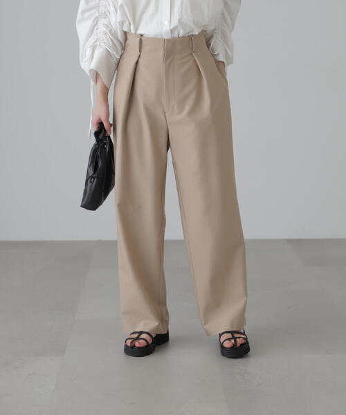 FREE'S MART（フリーズマート）の「◆[セットアップ対応]タックセミワイドパンツ（スラックス・レディース・ブラック/ベージュ・SMALL/MEDIUM）」の20枚目の写真