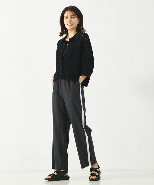 abahouse mavie(アバハウスマヴィ)の「ナイロンストレッチサイドライントラックパンツ(その他パンツ・レディース・ベージュ/チャコールグレー・フリー)」の7枚目の写真