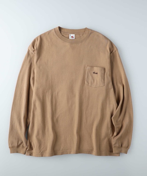 FRUIT OF THE LOOM（フルーツオブザルーム）の「【FRUIT OF THE LOOM】ワンポイントロンＴ（Tシャツ/カットソー・メンズ・ホワイト/ベージュ/ネイビー・M/L/XL）」の3枚目の写真