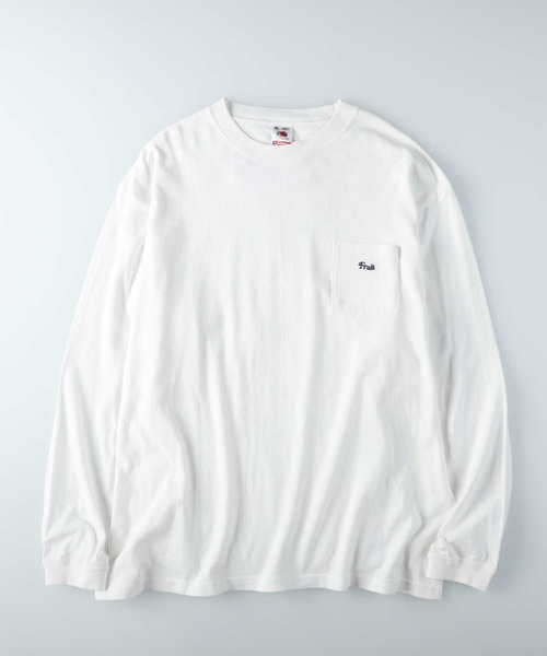 FRUIT OF THE LOOM（フルーツオブザルーム）の「【FRUIT OF THE LOOM】ワンポイントロンＴ（Tシャツ/カットソー・メンズ・ホワイト/ベージュ/ネイビー・M/L/XL）」の2枚目の写真