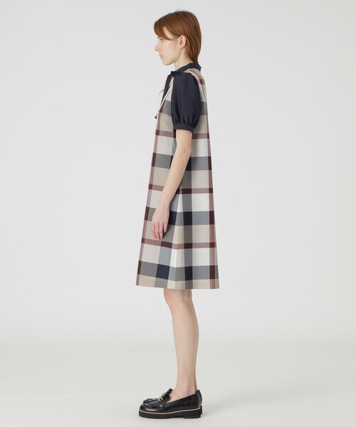 BLUE LABEL CRESTBRIDGE（ブルーレーベルクレストブリッジ）の「クレストブリッジチェックライトクロッシングツイルシャーリングドレス（ワンピース・レディース・チャコールグレー/ベージュ系その他・36/38）」の6枚目の写真
