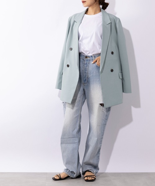 SETUP7(セットアップセブン)の「【SETUP7】Basic Double Jacket ベーシックダブルブレストジャケット カーディガン代わりとしても◎(テーラードジャケット・レディース・ブラウン/ライトブルー/ブラック/ライトベージュ・FREE)」の15枚目の写真