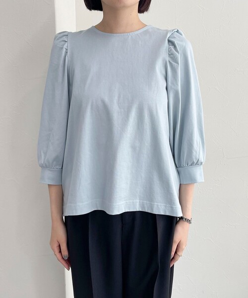 fredy emue（フレディエミュ）の「シルケット袖ボリュームプルオーバー（Tシャツ/カットソー・レディース・ブラック/グレイッシュベージュ/オフホワイト/グレイッシュブルー・38）」の12枚目の写真