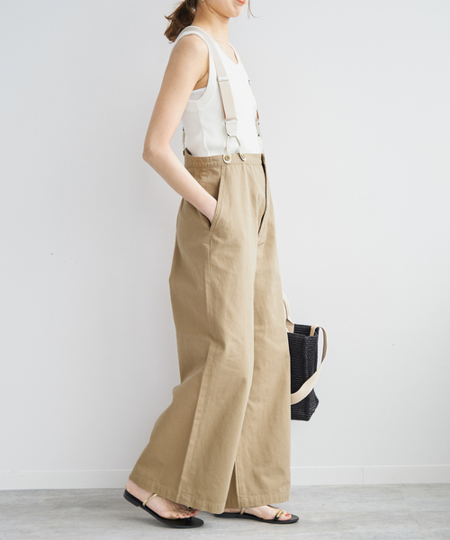 新品Spick and Spanサスペンダー付きワーカーパンツ　ベージュ36 Spick & Span（スピックアンドスパン）の「サスペンダー付きワーカー