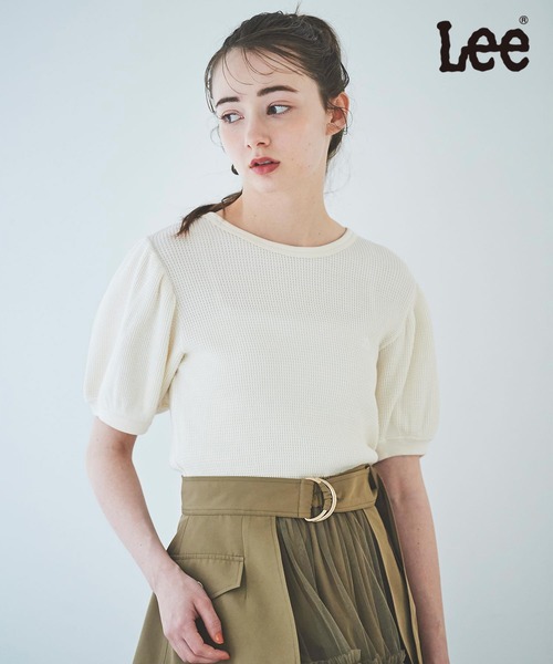 31 Sons de mode（トランテアン　ソン　ドゥ　モード）の「【Ｌｅｅコラボ】パフスリーブワッフルロゴＴＥＥ（Tシャツ/カットソー・レディース・ピンク/ブラック/クリーム・36）」の10枚目の写真