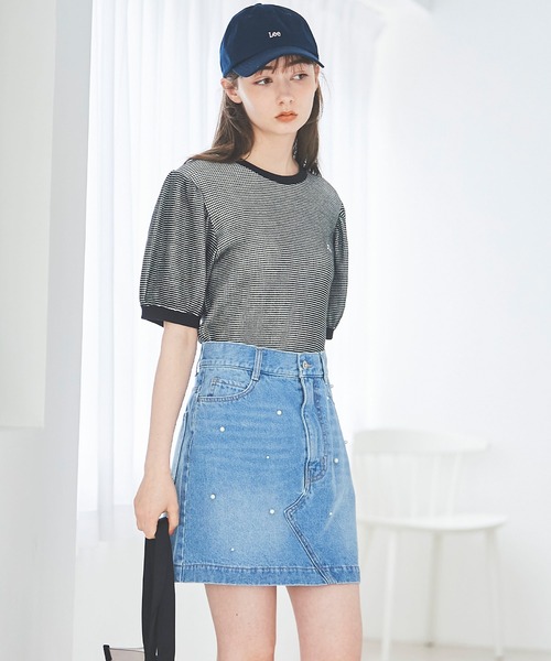 31 Sons de mode（トランテアン　ソン　ドゥ　モード）の「【Ｌｅｅコラボ】パフスリーブワッフルロゴＴＥＥ（Tシャツ/カットソー・レディース・ピンク/ブラック/クリーム・36）」の6枚目の写真