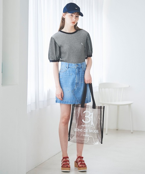 31 Sons de mode（トランテアン　ソン　ドゥ　モード）の「【Ｌｅｅコラボ】パフスリーブワッフルロゴＴＥＥ（Tシャツ/カットソー・レディース・ピンク/ブラック/クリーム・36）」の8枚目の写真