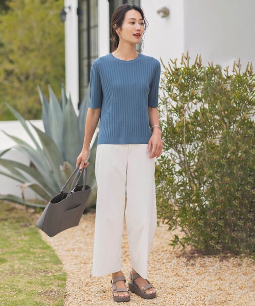 J.PRESS（ジェイプレス）の「【洗える・抗菌防臭】VISCOSE STRETCH サマー ニット（ニット/セーター・レディース・アイボリー系/ネイビー系/イエロー系/ターコイズブルー系・MEDIUM/LARGE）」の6枚目の写真