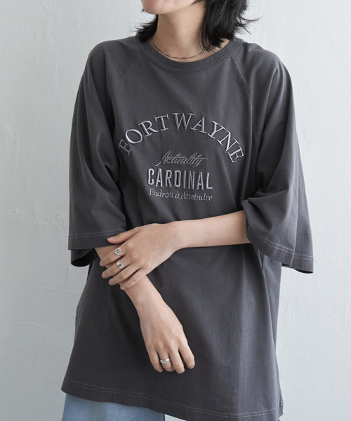 VENCEEXCHANGE(ヴァンスエクスチェンジ)の「FORTWAYNE ピグメントT(Tシャツ/カットソー・レディース・チャコールグレー/グリーン/ピンク/ネイビー・FREE)」の6枚目の写真