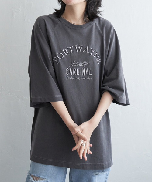 VENCEEXCHANGE(ヴァンスエクスチェンジ)の「FORTWAYNE ピグメントT(Tシャツ/カットソー・レディース・チャコールグレー/グリーン/ピンク/ネイビー・FREE)」の7枚目の写真