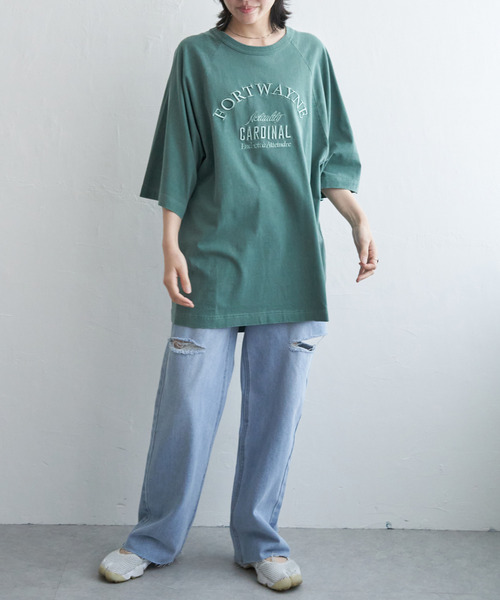 VENCEEXCHANGE(ヴァンスエクスチェンジ)の「FORTWAYNE ピグメントT(Tシャツ/カットソー・レディース・チャコールグレー/グリーン/ピンク/ネイビー・FREE)」の13枚目の写真