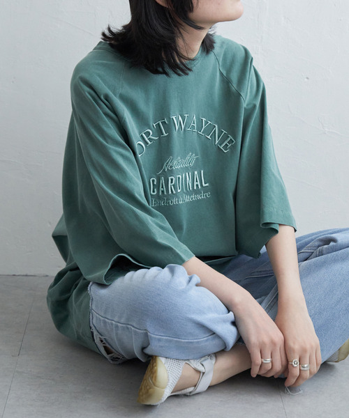 VENCEEXCHANGE(ヴァンスエクスチェンジ)の「FORTWAYNE ピグメントT(Tシャツ/カットソー・レディース・チャコールグレー/グリーン/ピンク/ネイビー・FREE)」の11枚目の写真