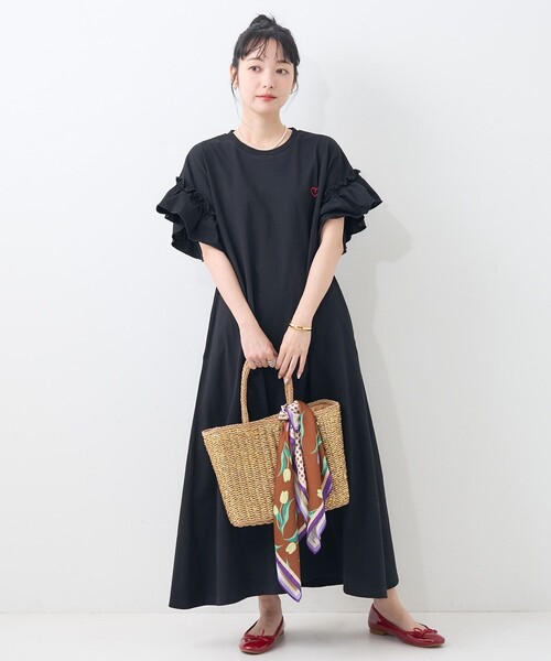 FREAK'S STORE(フリークスストア)の「ワンポイントハート刺繍 袖フリルワンピース/カットワンピース(ワンピース・レディース・ピンク/ブラック/その他・フリ-)」の9枚目の写真