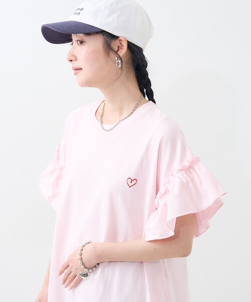 FREAK'S STORE(フリークスストア)の「ワンポイントハート刺繍 袖フリルワンピース/カットワンピース(ワンピース・レディース・ピンク/ブラック/その他・フリ-)」の20枚目の写真