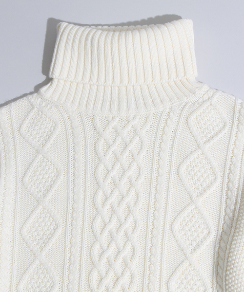 WEGO（ウィゴー）の「WEGO/ケーブルタートルネックニット（ニット/セーター・メンズ・ホワイト/ブラック/杢グレー/ベージュ/ネイビー/ワイン・MEDIUM/LARGE）」の9枚目の写真