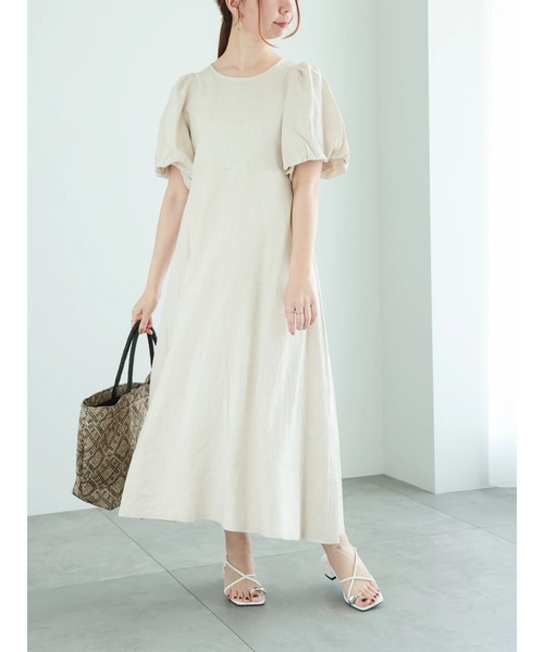 techichi テチチ リネンレーヨンバルーンスリーブワンピース ホワイト F techichi テチチ リネンレーヨンバルーンスリーブワンピース