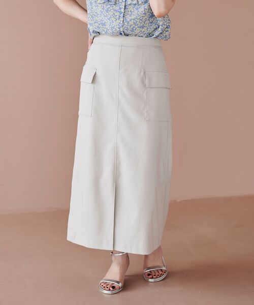 le.coeur blanc(ルクールブラン)の「ドライタッチカーゴポケットトラペーズスカート(スカート・レディース・ベージュ系その他/ライトグリーン/オレンジ/サックスブルー・38/36)」の2枚目の写真
