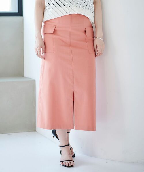 le.coeur blanc(ルクールブラン)の「ドライタッチカーゴポケットトラペーズスカート(スカート・レディース・ベージュ系その他/ライトグリーン/オレンジ/サックスブルー・38/36)」の4枚目の写真