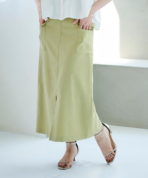 le.coeur blanc(ルクールブラン)の「ドライタッチカーゴポケットトラペーズスカート(スカート・レディース・ベージュ系その他/ライトグリーン/オレンジ/サックスブルー・38/36)」の7枚目の写真