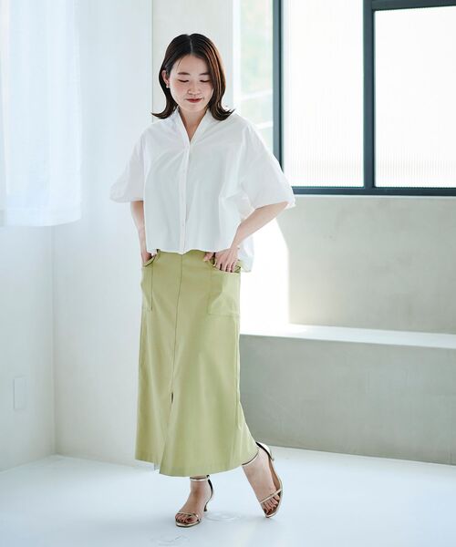 le.coeur blanc(ルクールブラン)の「ドライタッチカーゴポケットトラペーズスカート(スカート・レディース・ベージュ系その他/ライトグリーン/オレンジ/サックスブルー・38/36)」の9枚目の写真