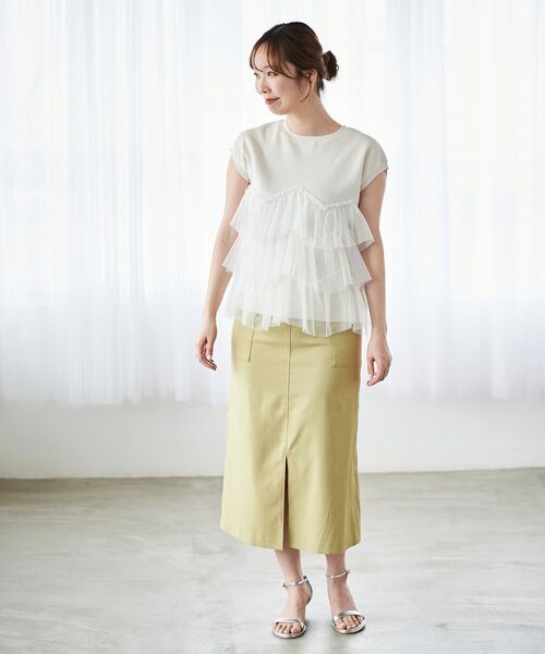 le.coeur blanc(ルクールブラン)の「ドライタッチカーゴポケットトラペーズスカート(スカート・レディース・ベージュ系その他/ライトグリーン/オレンジ/サックスブルー・38/36)」の12枚目の写真