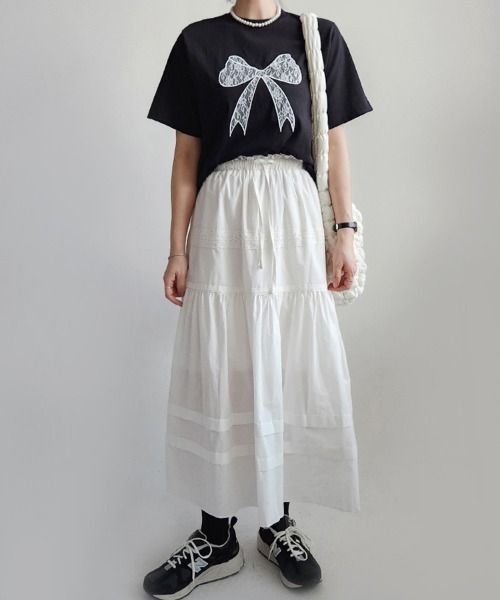 Doux Belle(ドゥーベル)の「ビックリボン刺繍Tシャツ(Tシャツ/カットソー・レディース・ホワイト/ブラック/グレー・FREE)」の7枚目の写真