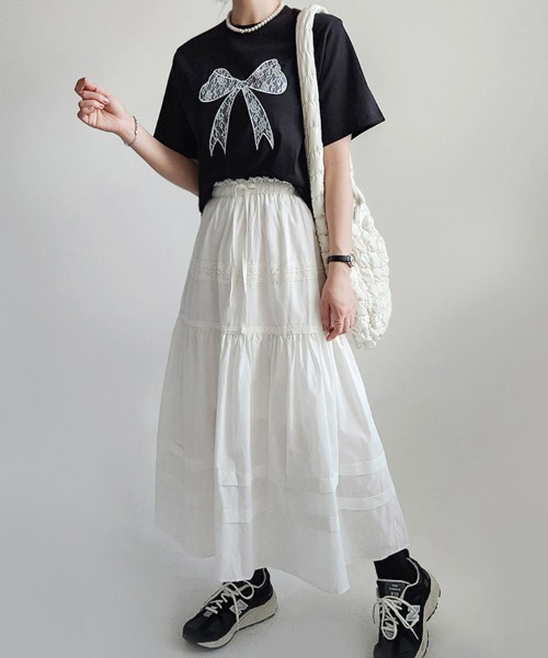 Doux Belle(ドゥーベル)の「ビックリボン刺繍Tシャツ(Tシャツ/カットソー・レディース・ホワイト/ブラック/グレー・FREE)」の8枚目の写真