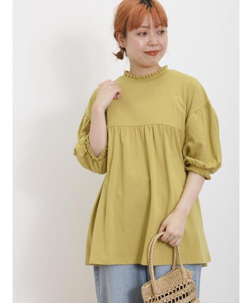 Samansa Mos2(サマンサ モスモス)の「ギャザーフリルリブカットソー(Tシャツ/カットソー・レディース・ブラック/キナリ/イエロー・F)」の3枚目の写真