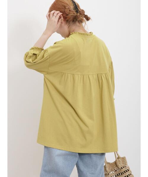Samansa Mos2(サマンサ モスモス)の「ギャザーフリルリブカットソー(Tシャツ/カットソー・レディース・ブラック/キナリ/イエロー・F)」の4枚目の写真
