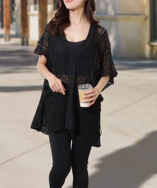 セール】【3点セット】Vネック 透かし ニット プルオーバー 付き