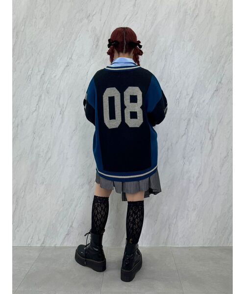 jouetie（ジュエティ）の「ラインロゴジャガードVネックニット（ニット/セーター・レディース・グレー/ブラック/グリーン・MEDIUM）」の9枚目の写真