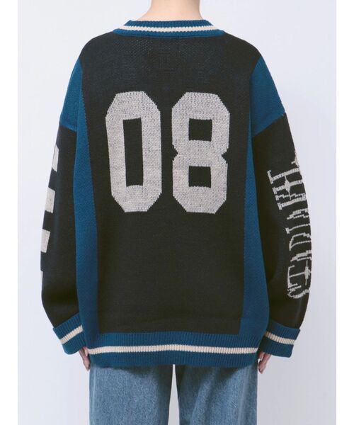 jouetie（ジュエティ）の「ラインロゴジャガードVネックニット（ニット/セーター・レディース・グレー/ブラック/グリーン・MEDIUM）」の12枚目の写真