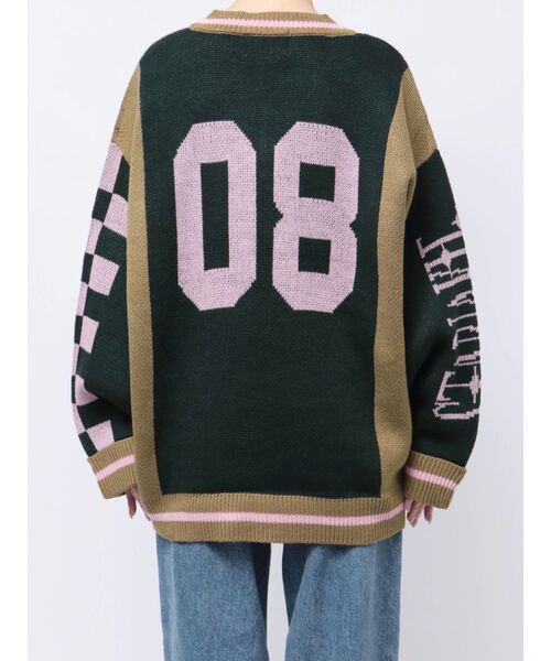 jouetie（ジュエティ）の「ラインロゴジャガードVネックニット（ニット/セーター・レディース・グレー/ブラック/グリーン・MEDIUM）」の18枚目の写真