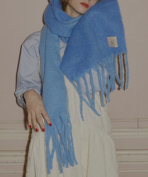bi-color mohair muffler/バイカラーボリュームフリンジマフラー