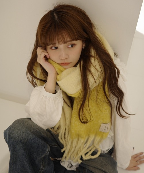 eaphi LOGO MOHAIR MUFFLER マフラー ivory eaphi LOGO MOHAIR MUFFLER マフラー ivory HOOD MUFFLER