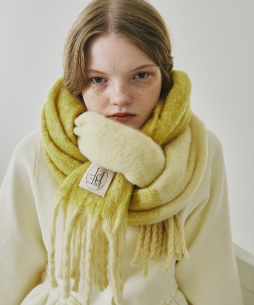 bi-color mohair muffler/バイカラーボリュームフリンジマフラー