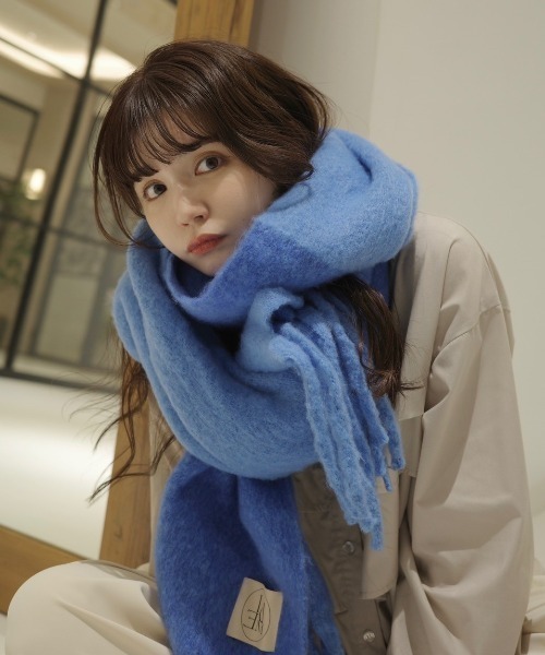 新色追加 / 4色展開 】バイカラーボリュームフリンジマフラー / bi