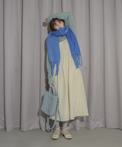 bi-color mohair muffler/バイカラーボリュームフリンジマフラー