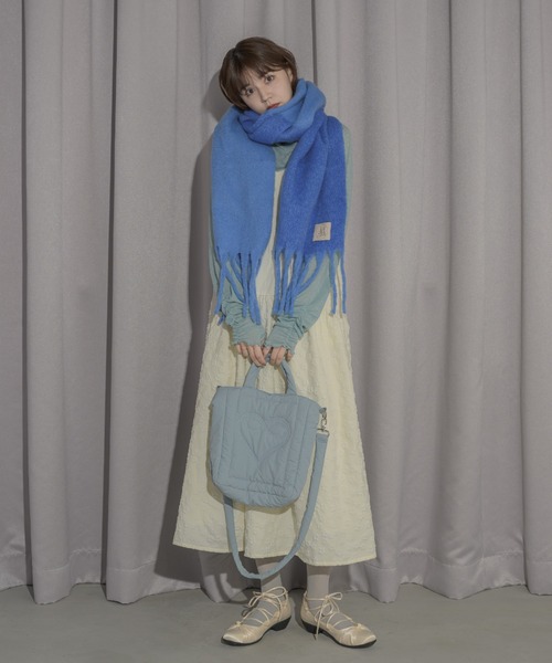 bi-color mohair muffler/バイカラーボリュームフリンジマフラー