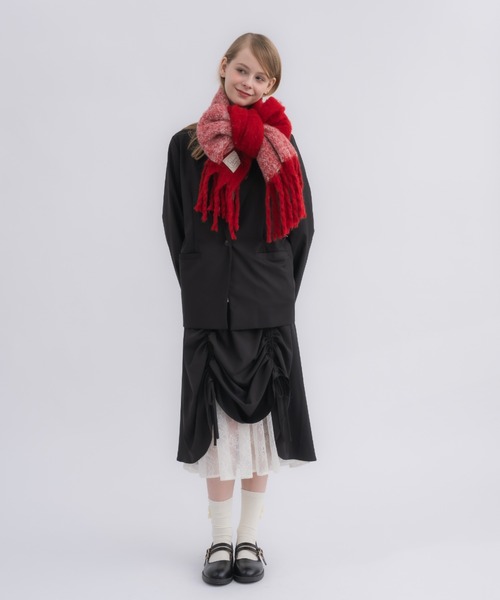 bi-color mohair muffler/バイカラーボリュームフリンジマフラー